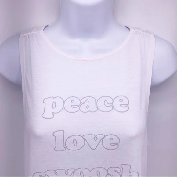 Nike Dri-Fit Peace Love Swoosh White Tank Top Size XS - Picture 2 of 11